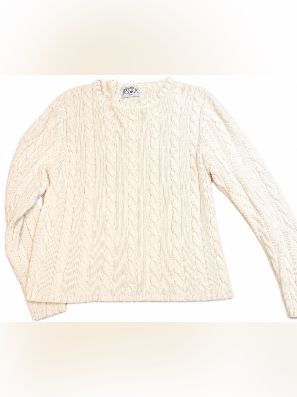 Jessica Cream Cable Knit Crewneck Sweater